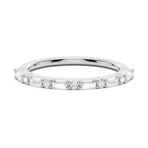 9K Gold Wedding Band with Emerald Cut Moissanite Diamond Elegant Moissanite <b>Rings</b> - Product Image 5