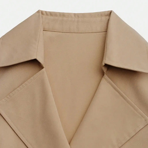 Gabardina larga de cintura con doble botonadura de estilo británico con temperamento moderno para mujer nueva de otoño e invierno - Product Image 3