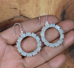 Joyería de piedras preciosas de Aguamarina para mujer, pendientes de estilo bohemio de plata, joyería de plata de ley 925, pendientes hechos a mano de tendencia, regalo - Product Image 2