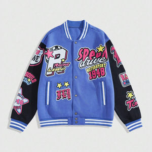 Chaqueta bomber universitaria de moda para hombre, ropa de calle de cuero de lana universitaria bordada personalizada, uniforme, prendas de vestir exteriores de moda al por mayor - Product Image 1