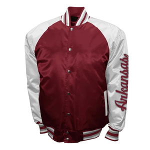 Chaqueta Bomber de Béisbol Bordada de Satén Fino Resistente al Viento de Arkansas, Estilo Universitario High Street Varsity, Servicio OEM - Product Image 5