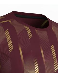 Camiseta Deportiva de Cuello Redondo para Hombre, Color Granate Dorado, Poliéster Estampado, Secado Rápido, Transpirable, Logotipo Personalizado, Jersey de Entrenamiento, OEM, Venta al por Mayor - Product Image 5