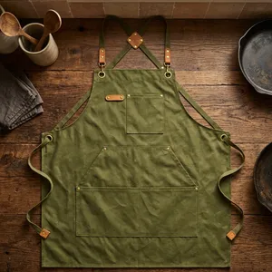 Delantal de Lona Verde Clásico, Resistente y Reutilizable, con Cintura Ajustable y Múltiples Bolsillos para Artículos de Limpieza - Product Image 1