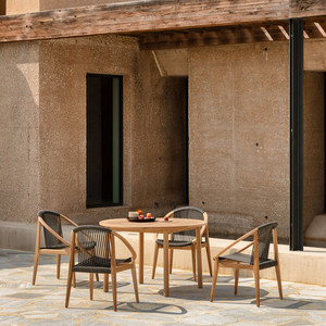 Sillón de comedor de cuerda de teca para exteriores - Product Image 2