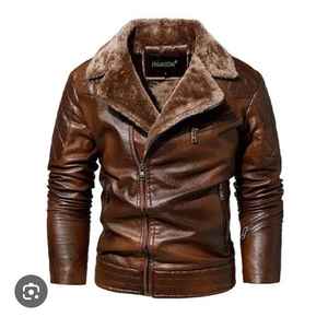 เสื้อแจ็คเก็ตซาฟารีสำหรับผู้ชายหนังสีน้ำเงินอเนกประสงค์พร้อมซิปปิดสำหรับฤดูใบไม้ร่วงและฤดูหนาว - Product Image 2