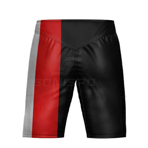 Pantalones Cortos de MMA para Hombre SONISPO, Diseño Color Block Negro, Rojo y Gris, Absorben la Humedad, Ropa Deportiva de Combate, Corte Regular - Product Image 6