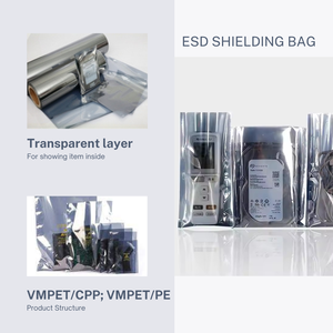 Blindaje antiestático Barrera de humedad impresa personalizada Bolsa ESD de plástico PE de aluminio para componentes sensibles de almacenamiento de placa de circuito - Product Image 3