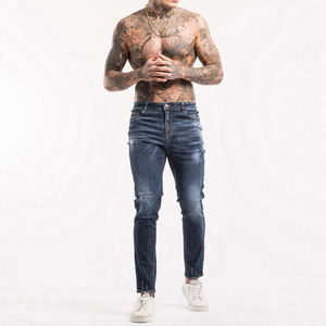 Winter Collection Vintage Blue <b>Jeans</b> Pants Young <b>Men</b> High Printed Washed Stretch Button None-<b>Ripped</b> Skinny Light Straight <b>Jeans</b> - Product Image 4