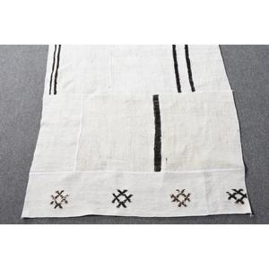 Alfombra de 3x18.1 pies, Alfombra Kilim Vintage, Alfombra Turca de Lana Blanca con Estampado Animal - Product Image 4