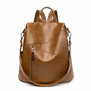 Trendy High Quality Waterproof Panelled PU <b>Leather</b> <b>Backpack</b> with Zipper Closure for Women Travel - Product Image 1