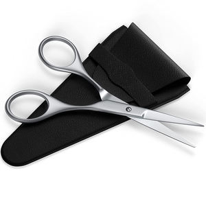 Bolsa de cuero Pu de acero inoxidable alemán, venta al por mayor, tijeras para barba y bigote, tijeras de salón - Product Image 1