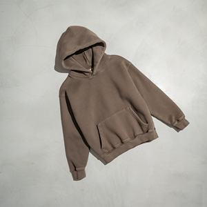 High Quality Custom Oversize 100% Cotton Winter Embroidered Hoodie Thick Fleece <b>Drop</b> Shoulder Plain Blank Pullover <b>Acid</b> Washed - Product Image 5