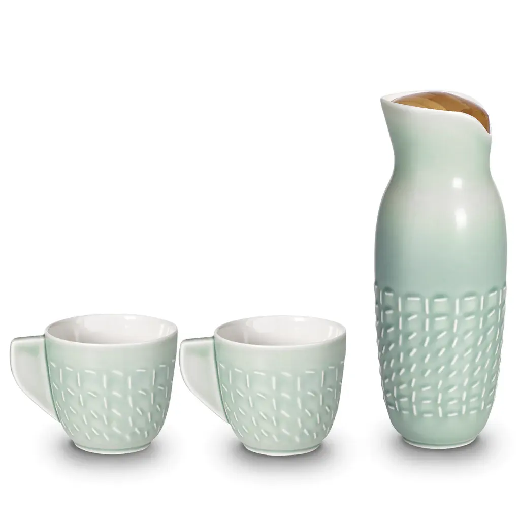 Acera Liven Footprint Carafe Set (tasse avec poignées) Ensemble de gobelets en céramique Fabriqué avec de beaux motifs