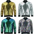 Qualité supérieure Street Fashion Zip Up Fond flexible Deux poches Style Holographique Sequin Danse Porter Unisexe Bomber Vestes