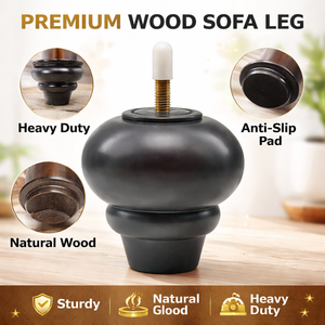 Petites pieds de meubles robustes en bois massif tourné, noirs, pour canapé, table, lit, salon, fabricant OEM sur mesure, usine - Product Image 5