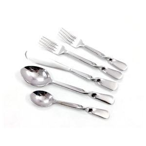 Ensemble de couverts en acier inoxydable plaqué couleur argent avec poignée en laiton pour la cuisine, le café et la maison. - Product Image 2