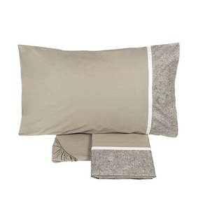 FAZZINI Italy Queen Size Stone Color <b>Sheet</b> & <b>Pillowcase</b> <b>Set</b> FZGAUSHEETSQUSA-73 - Product Image 2