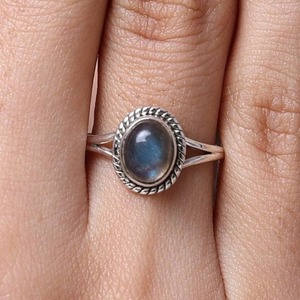 Bague classique faite à la main 925 bijoux en argent massif pour femmes 925 argent Sterling Labradorite pierre précieuse Boho Style bague soeur - Product Image 6