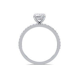 IGI Certified <b>Emerald</b> Lab Grown Cut Diamond Pavé Engagement <b>Ring</b> in Solid 925 Sterling <b>Silver</b> - Product Image 4