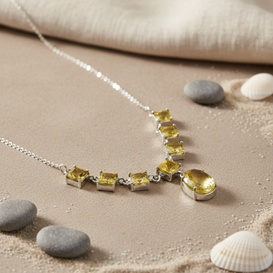 Collier en argent 925 avec citrine pour femmes, bijoux élégants en pierres précieuses, cadeau, cristaux et pierres, colliers en cristal luxueux - Product Image 2