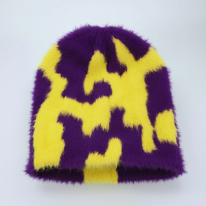 Bonnets en mohair de haute qualité avec logo personnalisé, 100% mohair, bonnets d'hiver en fourrure de mohair, étiquette de logo personnalisée, bonnets en mohair, bonnets en laine fourrés - Product Image 3