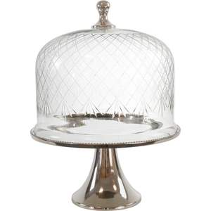 Support à gâteau en métal avec dôme en verre, conçu pour les rassemblements festifs, les vacances et les occasions spéciales d'accueil - Product Image 1