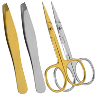 Pince à épiler à sourcils en acier inoxydable de précision ensemble de ciseaux nouveaux outils de coupe de sourcils de style avec pince à épiler inclinée emballée dans un sac