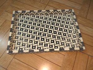 Zigzag Design noir blanc résine Rectangle plateau de service élégant outil de cuisine fait à la main pour le thé Fast Food Business-cadeau plateau/support - Product Image 4