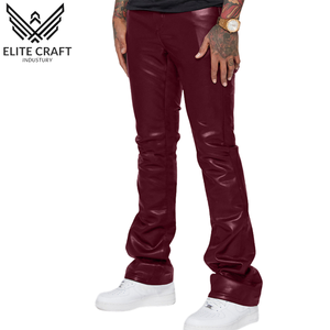 กางเกงหนังผู้ชายลำลองใหม่, กางเกงแฟชั่น streetwear สีพื้นระบายอากาศน้ำหนักเบา - Product Image 4