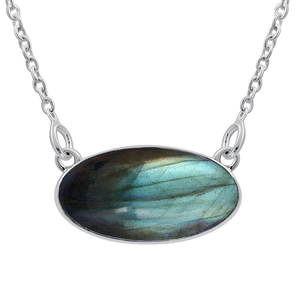 Collier pendentif en labradorite naturelle le plus vendu, argent sterling 925, ovale 8x16mm, fait main, bijoux délicats et minimalistes, cadeau pour femme - Product Image 4