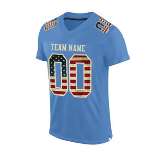 Maillots de football américain en mesh, col en V, imprimés par transfert thermique, 260 GSM, couleur personnalisée, grande taille, respirant, antibactérien - Product Image 1