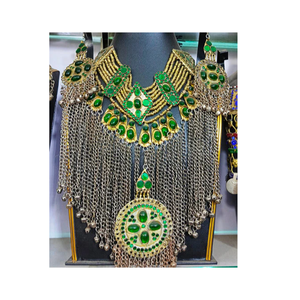 Parures de bijoux afghans Kuchi au design traditionnel fait à la main avec pierres précieuses et glands pour femmes - Product Image 3