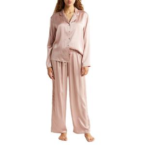 Conjunto de pijamas de dos piezas de seda 100% para mujer al por mayor camisones de seda camisa de vestir transpirable pijamas de alta calidad - Product Image 5