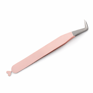Pinzas para Pestañas de Acero Inoxidable Rosa Mate con Punta Lisa, Herramienta de Aislamiento en Forma de L, Punta de Precisión, Uso Profesional en Salón, para Cejas - Product Image 1