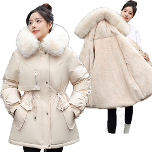 Chaqueta de Invierno Acolchada Personalizada para Mujer al por Mayor con Cuello Desmontable, Transpirable, de Satén, Algodón y Nailon, Servicio OEM - Product Image 1