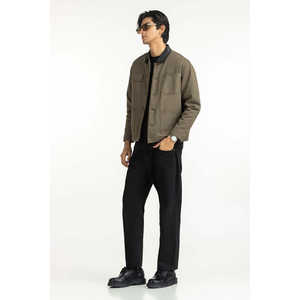 Chaquetas de lona estilo ropa de trabajo de otoño con cierre de cremallera y capucha MN-JKT-WS25-049, ajuste regular, acolchado recubierto, patrón único - Product Image 6