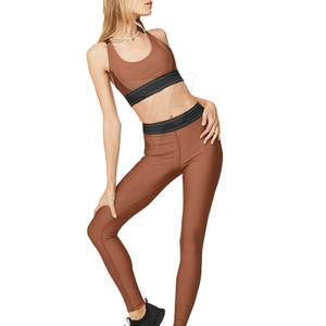 Ensemble de yoga personnalisé pour femmes, vente en gros, sans couture, 2 pièces, vêtements de sport, leggings taille haute et soutien-gorge de sport - Product Image 6