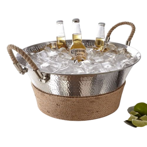 Enfriador de vino de color plateado de primera calidad, diseño de aluminio martillado, Cubo de champán, Enfriador de botellas de cerveza más vendido a bajo precio - Product Image 3