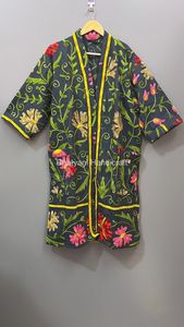 Veste Suzani ouzbek à manches longues faite à la main nouveau manteau réchauffé d'hiver avec broderie taille libre et Robe tissée taille naturelle - Product Image 5