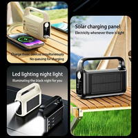 Batterie externe solaire noire 20000mAh 22.5W à charge rapide avec technologie GaN, câbles USB intégrés, lampe torche LED et support de transport