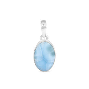 Colgante de plata Larimar natural, colgante de Larimar azul, colgante de piedras preciosas ovaladas, colgante de plata sólida 925, colgante hecho a mano para mujer - Product Image 2