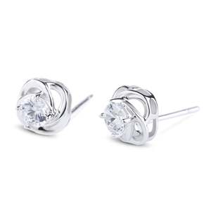 Jeulia Classic Flower Sterling <b>Silver</b> <b>Stud</b> Earrings with Diamond Pearl & Zircon - Product Image 2