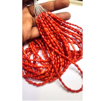 Lot de 13 brins de corail rouge italien naturel, perles ovales lisses de 4mm-6mm, 671 carats, longueur 16 pouces, Iroc Sales Genuine Moonga, 363 US$