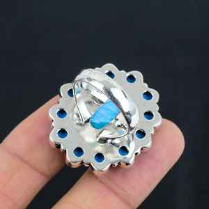 ชุดแหวนดีไซน์เนอร์ที่ไม่เหมือนใครพร้อมพลอยเทอร์ควอยส์สีฟ้าคราม925เครื่องประดับแฮนด์เมดสีเงินสเตอร์ลิงสำหรับเทศกาลคริสต์มาสและเทศกาลอื่นๆ - Product Image 3