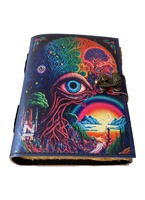Ojo de la naturaleza impreso libro de hechizos en blanco de sombras diario con cerradura Vintage hecho a mano cuero genuino Deckle papeles artísticos libro de notas