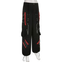 Pantalons pour femmes, style gothique punk emo, jeans baggy à pattes d'éléphant, pantalon large, vêtements grunge, hip hop, vêtements convertibles