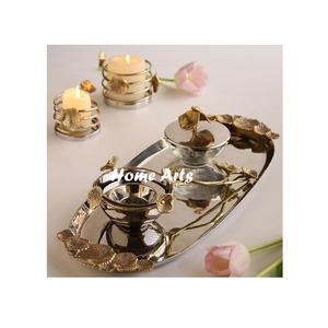 Plateau de nourriture en acier inoxydable avec brûleur Bakhoor serveur d'écrou et bol nouvelle conception plateau de service de nourriture de couleur argent - Product Image 6