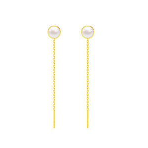 NOVAMART Fine Premium 925 Sterling Silver Sui Dhaga <b>Threader</b> Drop <b>Earrings</b> with Beautiful White Round AAA Pearl Wholesale Export - Product Image 1
