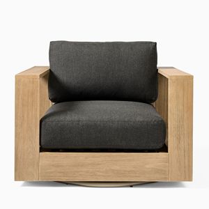 Chaise pivotante Helle en bois massif de haute qualité avec protection solaire et finition naturelle pour une utilisation en extérieur - Product Image 4