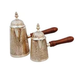 เครื่องชงกาแฟอาหรับด้ามจับยาวทำจากไม้ทองเหลืองอุปกรณ์ชงชาและกาแฟสไตล์วินเทจ - Product Image 5